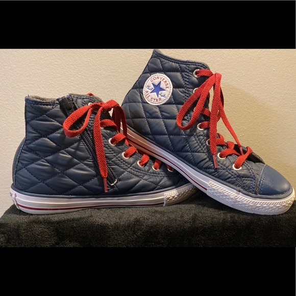 navy blue converse high tops women's